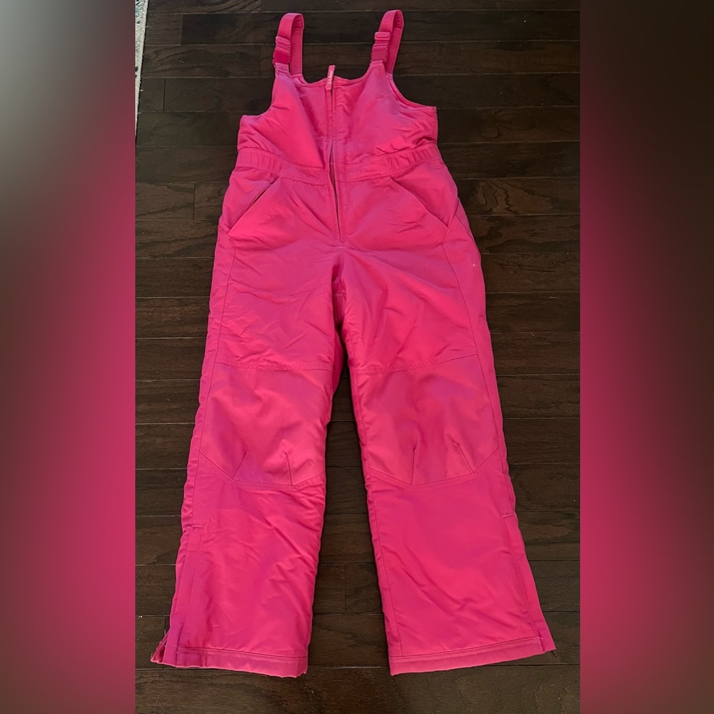 Puffer coat, Pink Old Navy Size 14 & LL Bean Ski Bibs Pink Size 10